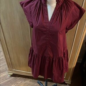 Pinch Maroon Ruffle Neck Dress